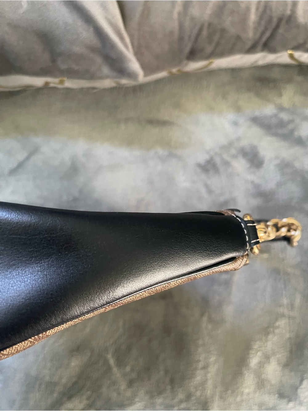 Coach Brown Signature Canvas Shoulder Bag with Black Trim - Picture 5 of 12